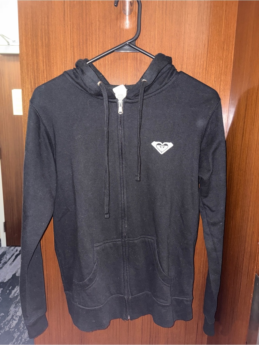 Roxy Black Men's Zip-Up Hoodie with Small Chest Logo